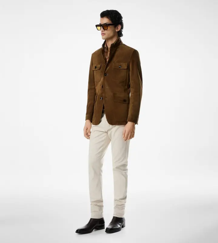 CASHMERE SUEDE MILITARY JACKET PECAN online